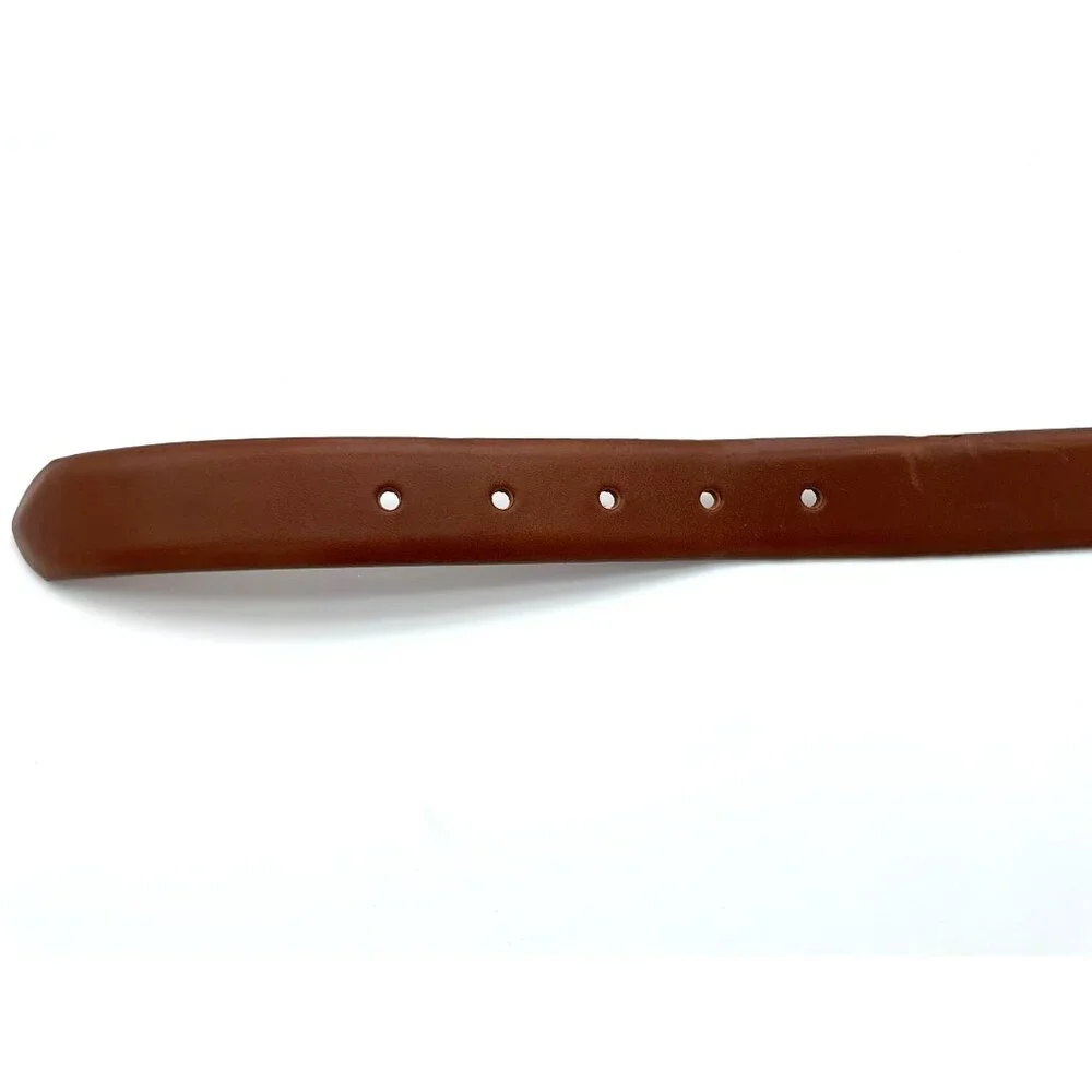 J.Crew Brown Genuine Italian Leather Silvertone Buckle Belt Size 34